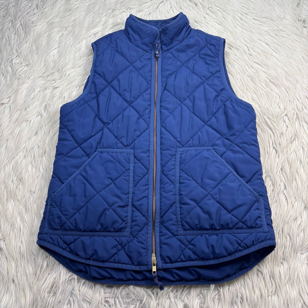 J.Crew Women's S Navy Quilted Zip Front Vest Preppy Equestrian Town and Country
